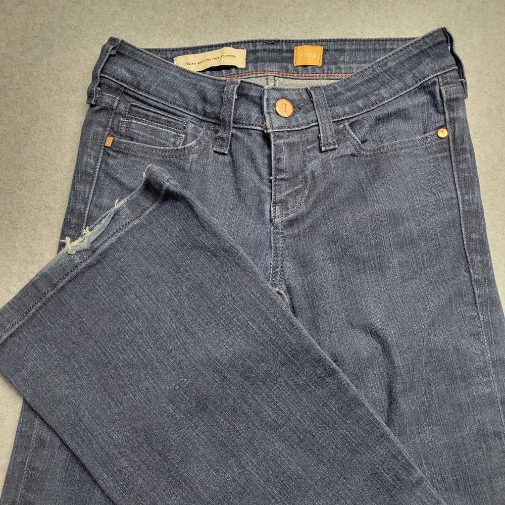 Pilcro and the Letterpress Flare Jeans Dark Wash Mid Rise Denim Size 24